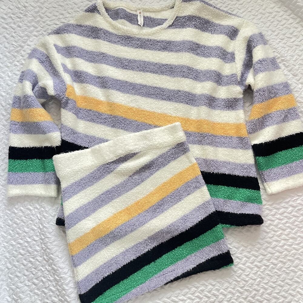 Daily Practice by Anthropologie Cozy Stripe Boho Pullover Sweater & Skirt Set